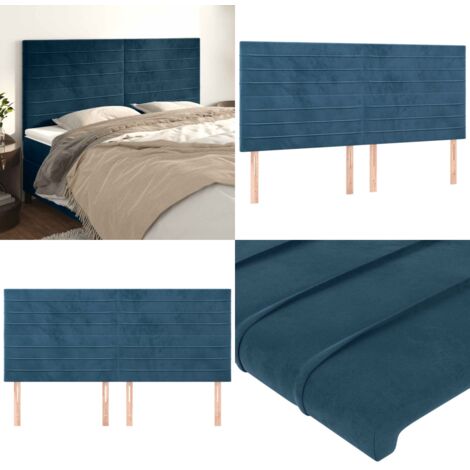 Cabecero Terciopelo Azul Oscuro 180x5x118/128 cm - Terciopelo azul oscuro - Cabecero ajustable