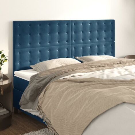 Cabecero Terciopelo Azul Oscuro 180x5x118/128 cm vidaXL