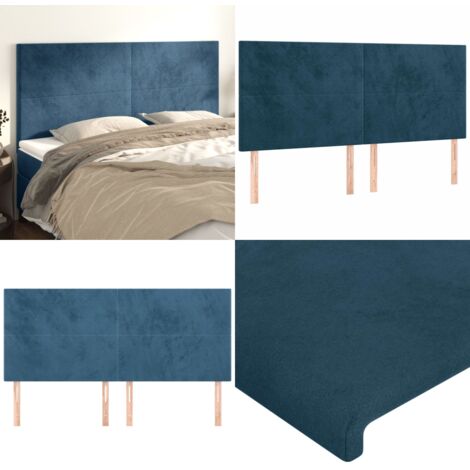 Cabecero Terciopelo Azul Oscuro 200x5x118/128 cm - Terciopelo - Cabecero azul oscuro