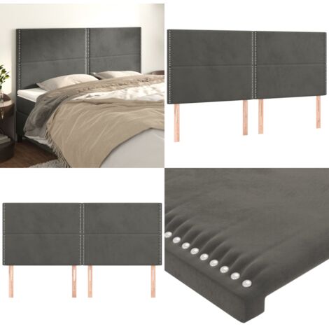 Cabecero Terciopelo Gris Oscuro 180x5x118/128 cm - Cabecero de cama gris oscuro - Cabecero de cama terciopelo