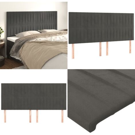 Cabecero Terciopelo Gris Oscuro 180x5x118/128 cm - Cabecero de cama terciopelo - Cabecero de cama gris oscuro