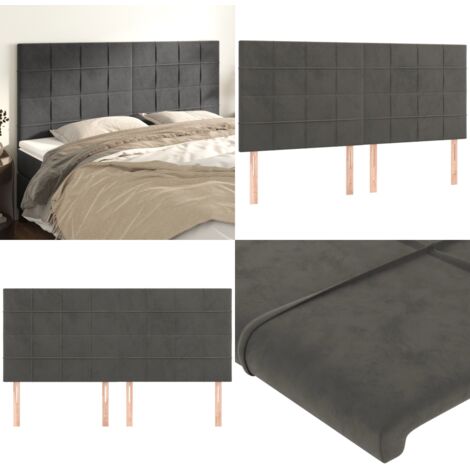 Cabecero Terciopelo Gris Oscuro 180x5x118/128 cm - Cabecero de cama terciopelo - Cabecero de cama gris oscuro