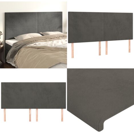 Cabecero Terciopelo Gris Oscuro 180x5x118/128 cm - Terciopelo - Cabecero gris oscuro