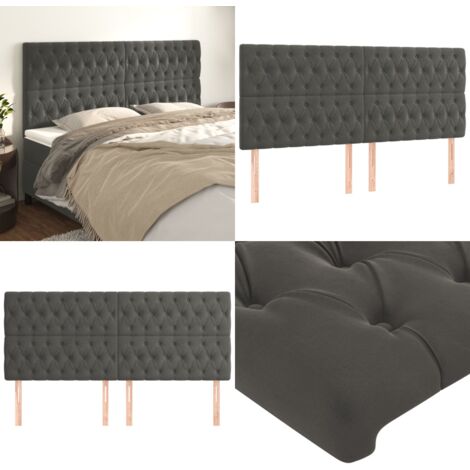 Cabecero Terciopelo Gris Oscuro 180x7x118/128 cm - Terciopelo - Cabecero ajustable