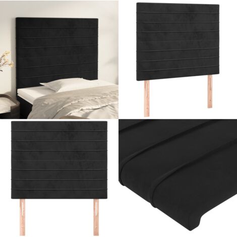 Cabecero Terciopelo Negro 100x5x118/128 cm - Cabecero de cama negro - Cabecero de cama terciopelo