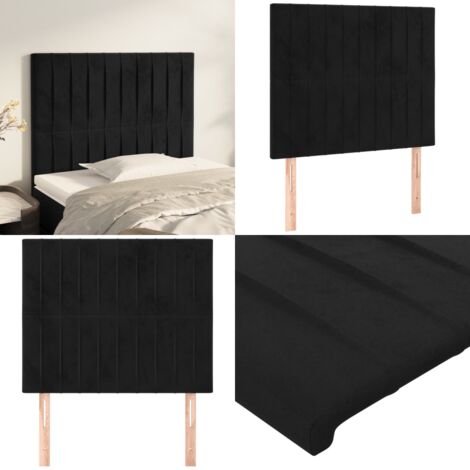 Cabecero Terciopelo Negro 100x5x118/128 cm - Cabecero de cama negro - Cabecero de cama terciopelo