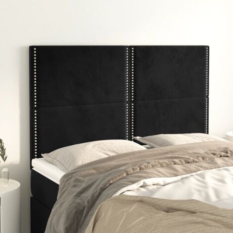 Cabecero Terciopelo Negro 144x5x118/128 cm