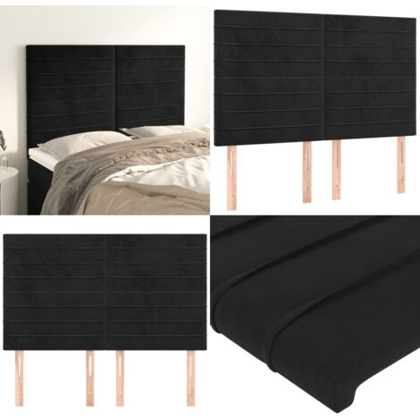Cabecero Terciopelo Negro 144x5x118/128 cm - Cabecero de cama negro - Cabecero de cama terciopelo