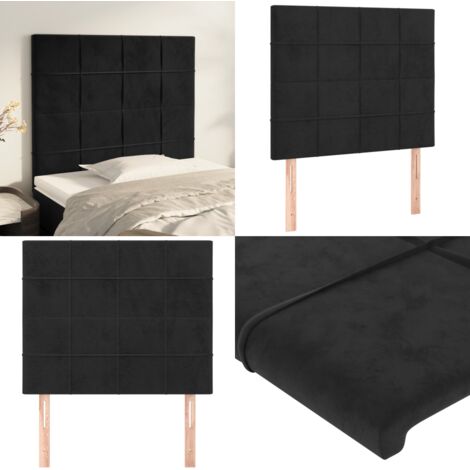 Cabecero Terciopelo Negro 90x5x118/128 cm - Cabecero negro - Cabecero de terciopelo