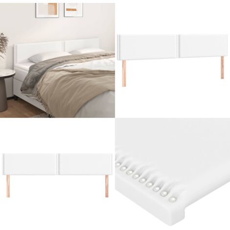 Cabeceros 2 unidades de cuero sintético blanco 100x5x78/88 cm - Cabecero de cama blanco - Cabecero de cama sintético