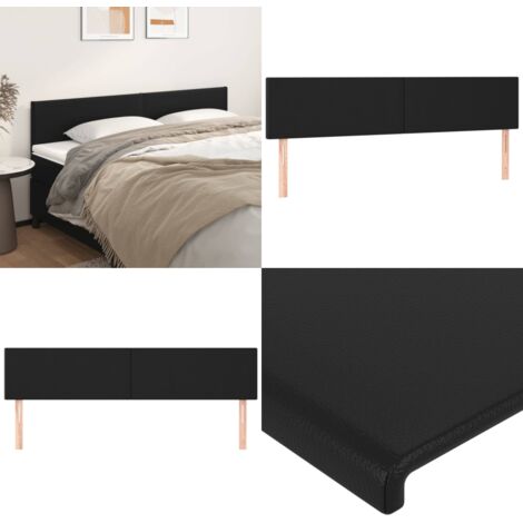 Cabeceros 2 unidades de cuero sintético negro 90x5x78/88 cm - Cabecero de cama negro - Cabecero de cama sintético