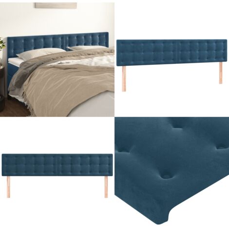 Cabeceros 2 unidades de terciopelo azul oscuro 80x5x78/88 cm - Cabecero de cama azul oscuro - Cabecero de cama terciopelo