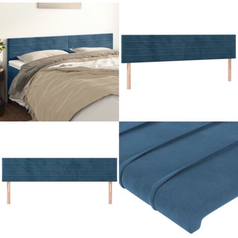 Cabeceros 2 unidades de terciopelo azul oscuro 90x5x78/88 cm - Cabecero de cama azul - Cabecero de cama terciopelo