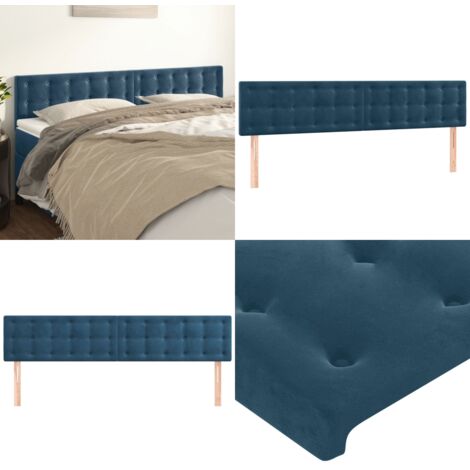 Cabeceros 2 unidades de terciopelo azul oscuro 90x5x78/88 cm - Cabecero de cama azul - Cabecero de cama terciopelo