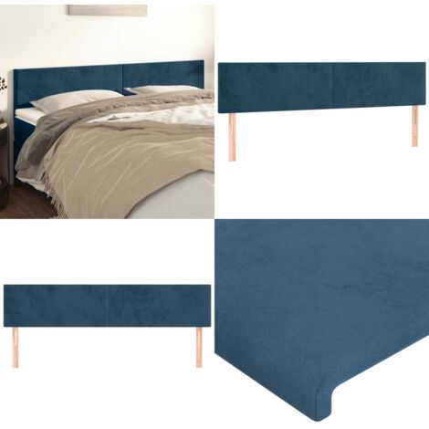 Cabeceros 2 unidades de terciopelo azul oscuro 90x5x78/88 cm - Cabecero de cama azul - Cabecero de cama terciopelo
