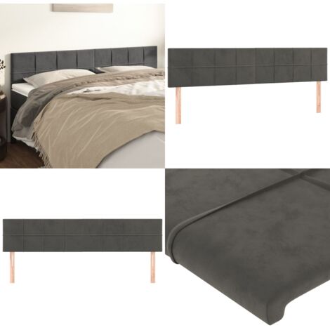 Cabeceros 2 unidades de terciopelo gris oscuro 80x5x78/88 cm - Cabecero de cama gris - Cabecero de cama terciopelo