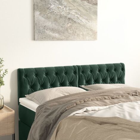 Cabeceros 2 unidades de terciopelo verde oscuro 80x7x78/88 cm vidaXL