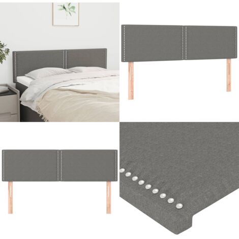 Cabeceros 2 unidades tela gris oscuro 72x5x78/88 cm - Cabecero de cama gris oscuro - Cabecero de cama tela