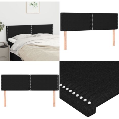 Cabeceros 2 unidades tela negro 72x5x78/88 cm - Cabecero de cama negro - Cabecero de cama tela