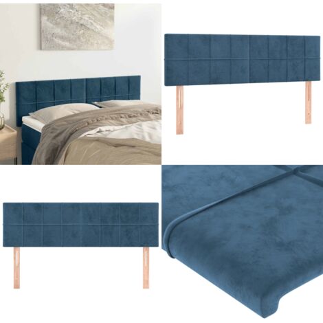 Cabeceros 2 unidades terciopelo azul oscuro 72x5x78/88 cm - Cabecero de cama azul oscuro - Cabecero de cama terciopelo