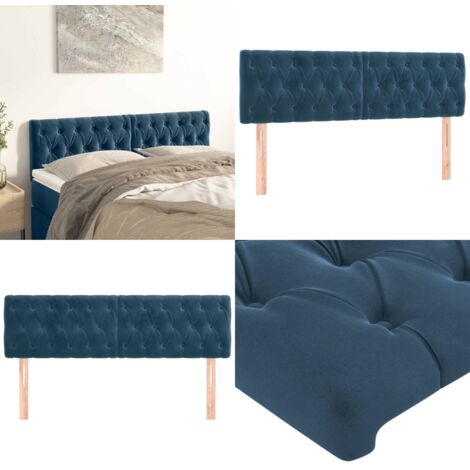 Cabeceros 2 unidades terciopelo azul oscuro 72x7x78/88 cm - Cabecero de cama terciopelo - Cabecero de cama azul oscuro