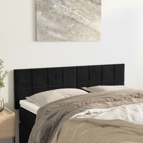 Cabeceros terciopelo negro 144x5x78/88 cm