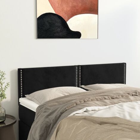 Cabeceros terciopelo negro 144x5x78/88 cm