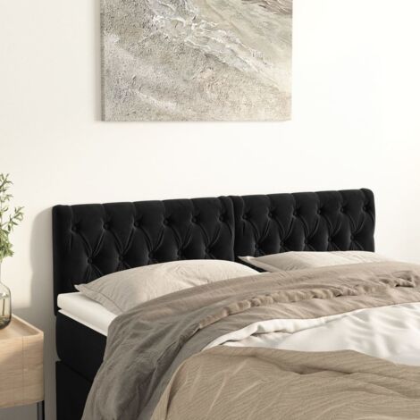 Cabeceros terciopelo negro 160x7x78/88 cm