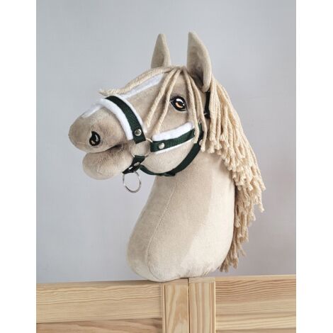 Cabestro ajustable Hobby Horse A3, color verde botella con pelo blanco