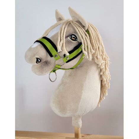Cabestro ajustable para caballo Hobby Horse A3 color lima con pelo negro