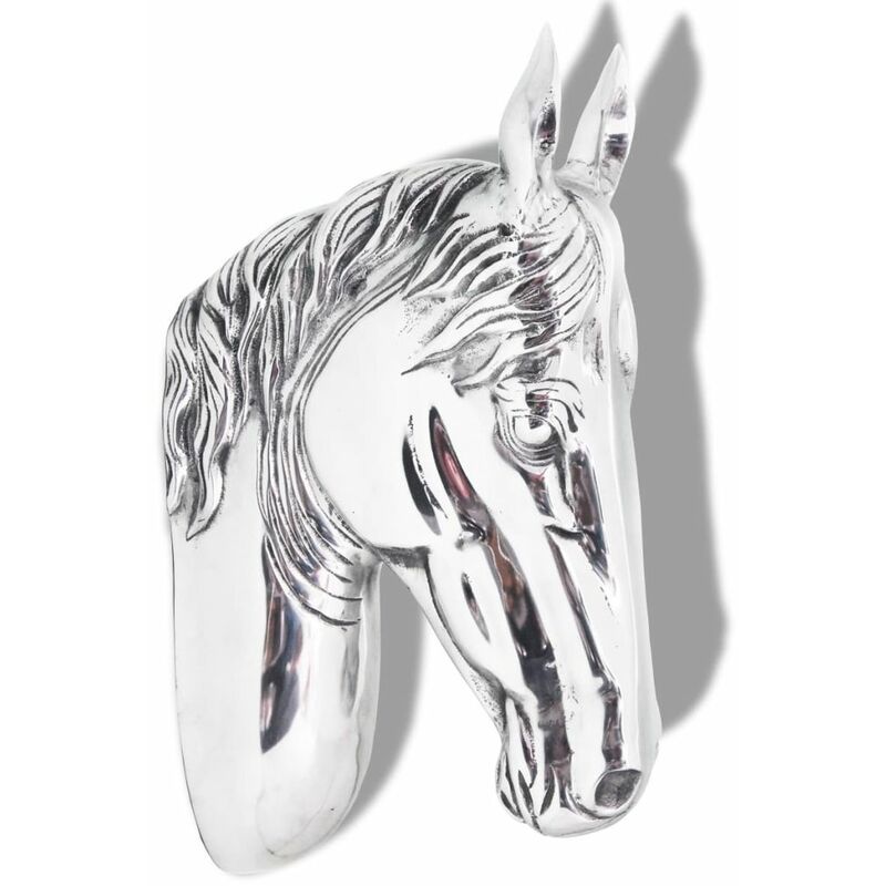 

Happyshopping - Cabeza de caballo decorativa para pared de aluminio plateado