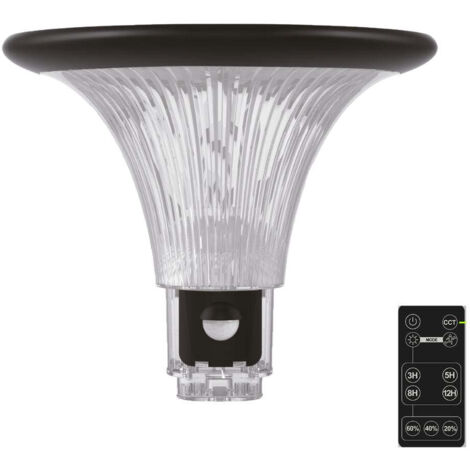 Cabeza de farola LED Solar 10 W 1000 lm con sensor y cambio de tono. Control Remoto