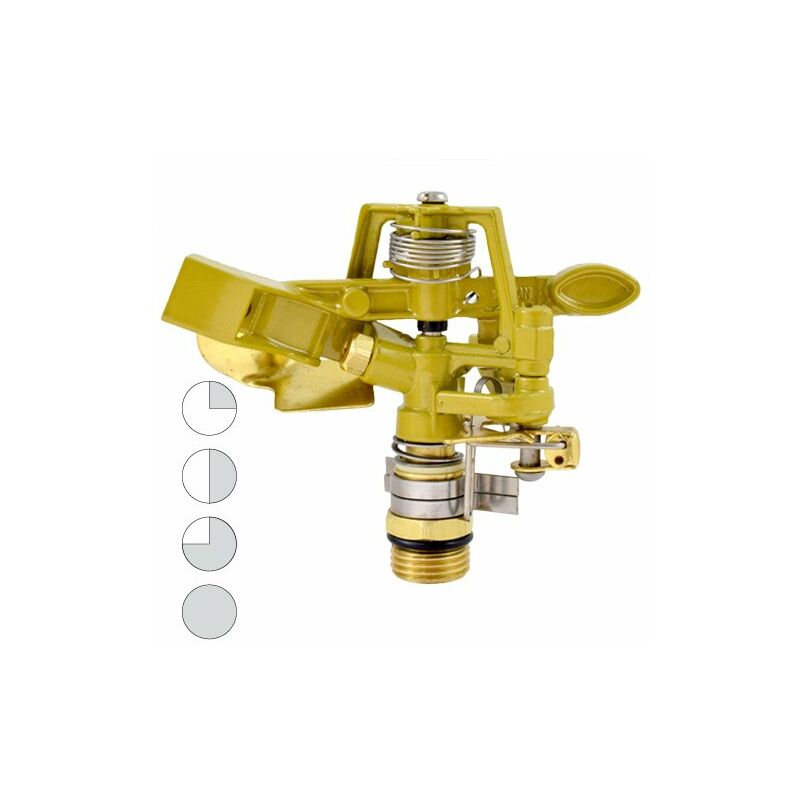 

FSKASP002 Aspersor de riego pulsante con 4 modos de riego, fabricado en metal de alta calidad, toma rosca macho de 1/2' y espaciamiento de hasta 14m