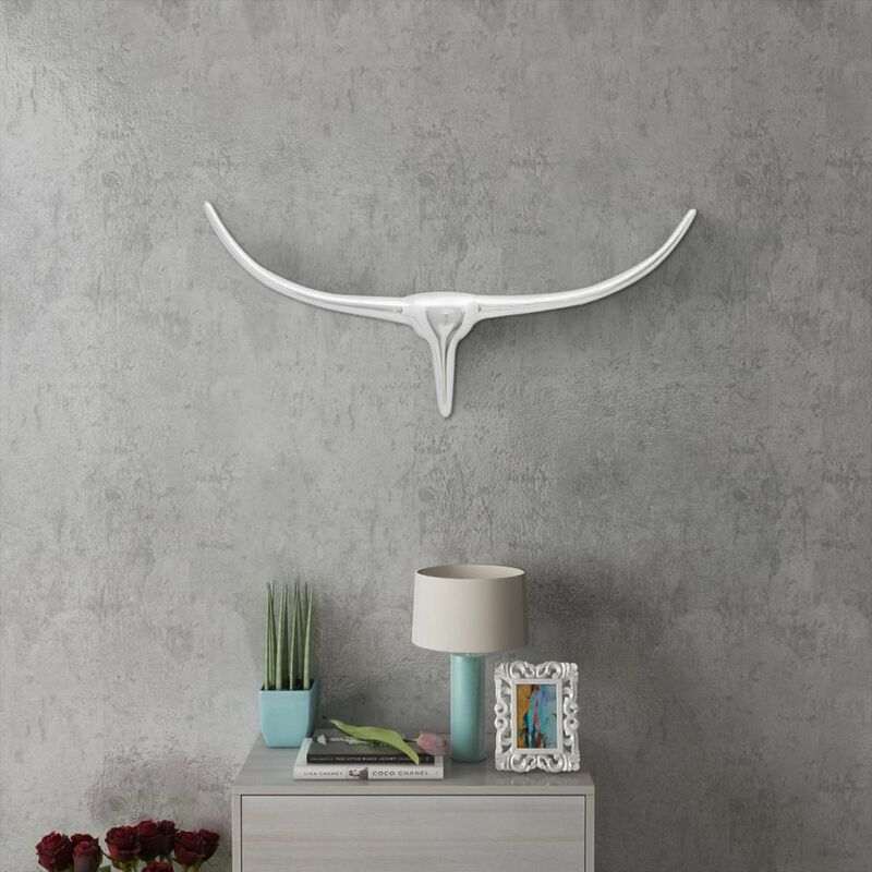 

Cabeza de toro de aluminio decorativa para pared 75 cm (Plateada)