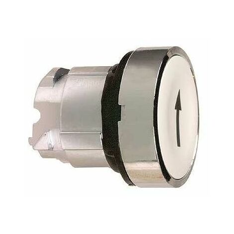 Cabeza pulsador HARMONY XB4 blanca 22mm con embellecedor metálico y retorno de resorte.