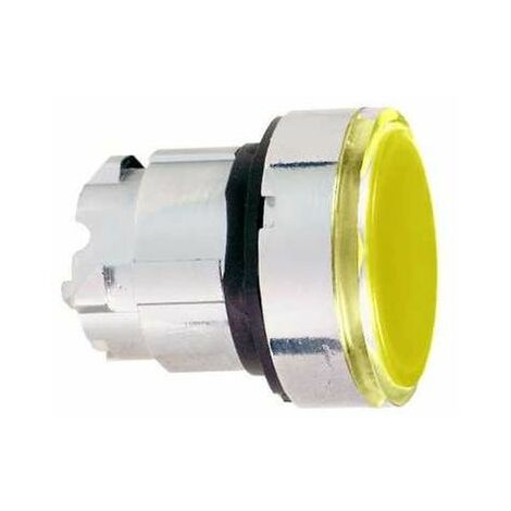 Cabeza pulsador luminoso diámetro 22 rasante amarilla embellecedor metálico