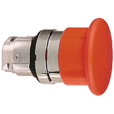 Cabeza pulsador seta diámetro 22 40mm roja embellecedor metálico