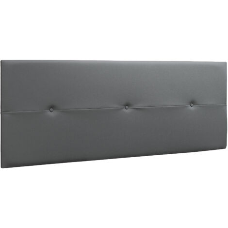 Cabezal acolchado tapizado en polipiel color ceniza. Con 3 botones  (Ancho 160 cm/Alto 55 cm/Fondo 4 cm)