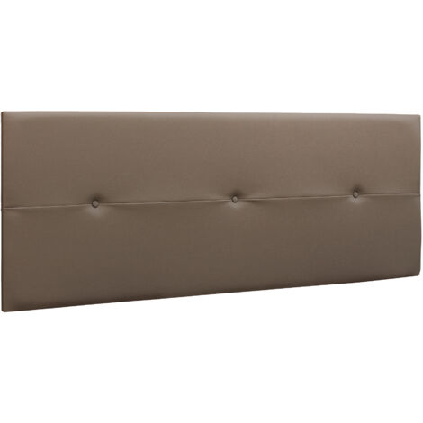 Cabezal acolchado tapizado en polipiel color chocolate. Con 3 botones  (Ancho 160 cm/Alto 55 cm/Fondo 4 cm)