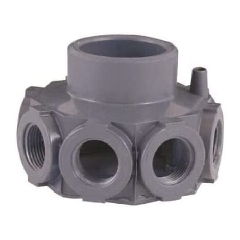 Cabezal colector 12 brazos. En PVC Ø int. 63 y ext. 75. Conexión 3/4".
