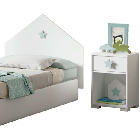 Cabezal con mesita Infantil Color Blanco Dormitorio Shine Estrella Gris habitación