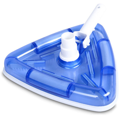 Cabezal de aspiración para piscinas con conexión de manguera giratoria y mango con clip. Cepillo flexible para limpiar la superficie de la piscina. Elimina la suciedad y limpia las esquinas.