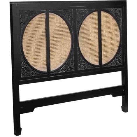 Cabezal de cama de Madera con rejilla negro 150x5x130h cm