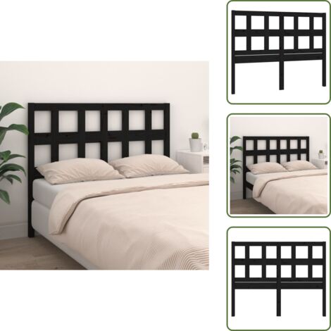 Cabezal de Cama Moderno, Cabecero de cama madera maciza de pino negro 165,5x4x100 cm