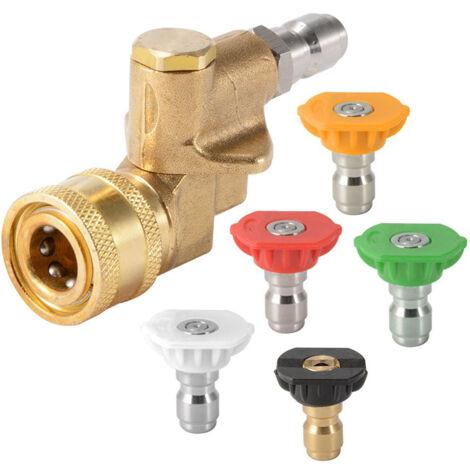 Cabezal de conversión de pistola de agua para máquina de limpieza de alta presión Accesorios ajustables de 360 grados Conector de limpieza de 1/4 (0 grados, 15 grados, 25 grados, 40 grados, 65 grados)
