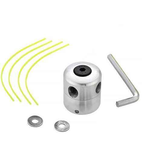 Cabezal de desbrozadora universal de aluminio, cabezal de doble hilo, cabezal con carrete de hilo de nailon para cortacésped, 1 cabezal de hilo + 4 hilos.