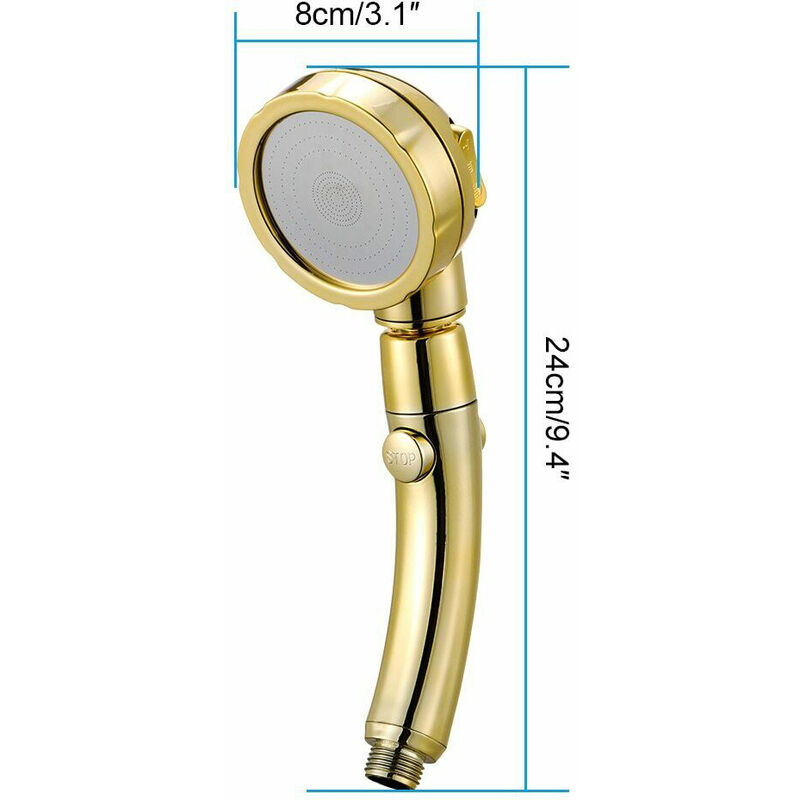

Cabezal de ducha 3 en 1 de alta presión, accesorio de mano con pausa de encendido/apagado, Switc dorado
