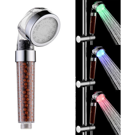 Cabezal de ducha automático con 12 LED, 3 colores cambiantes, con sensor de temperatura e inducción, para baño y aseo, portátil.