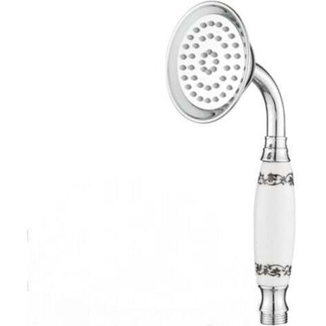 Cabezal de ducha clásico, ducha de mano tradicional estilo teléfono, manija de cerámica retro, ducha de mano victoriana cromada (cerámica estampada)