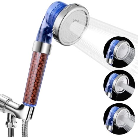 Cabezal de ducha con filtro, cabezal de ducha de alta presión que ahorra agua con perlas filtrantes, cabezales de ducha de 3 configuraciones con rociador de mano, cabezales de ducha Ecowater Spa con m